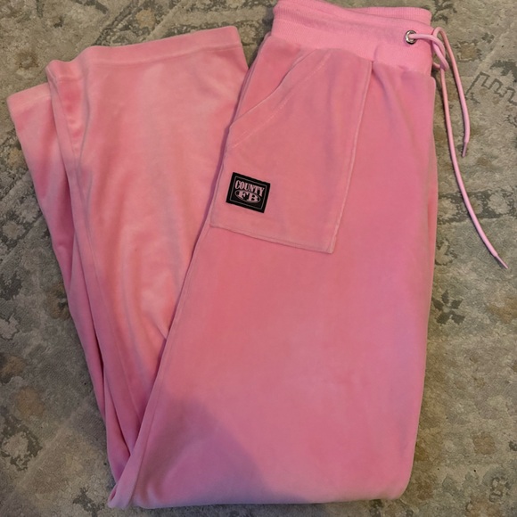 Zumiez Pants - Zumiez Pink Velour Drawstring Track Joggers